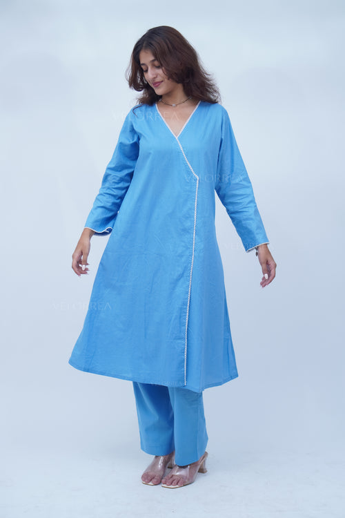 Velorrea Saanjh Angrakha blue set