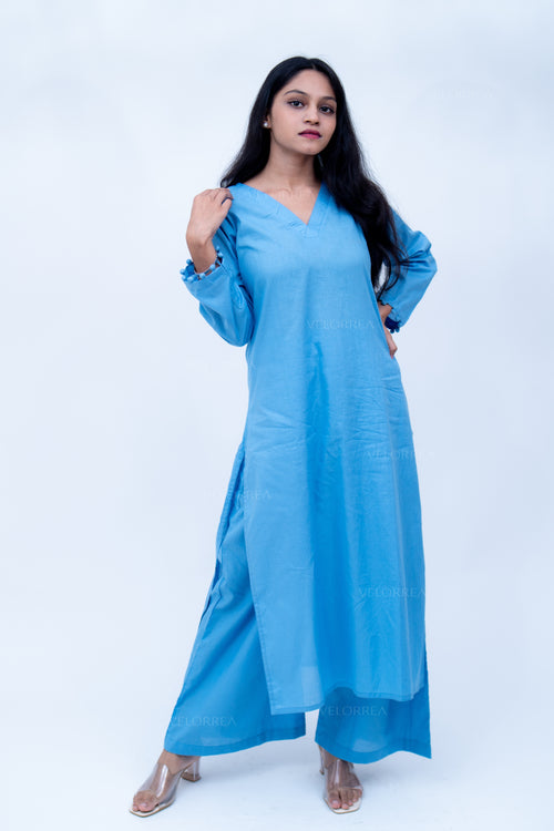 Velorrea Nysa V-neck blue set