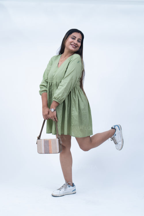Velorrea Mila pista green dress