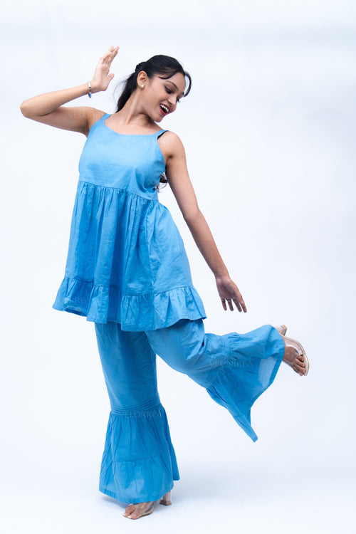 Velorrea Twirl blue sharara set
