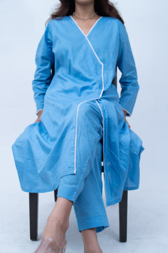 Velorrea Saanjh Angrakha blue set
