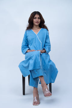 Velorrea Saanjh Angrakha blue set